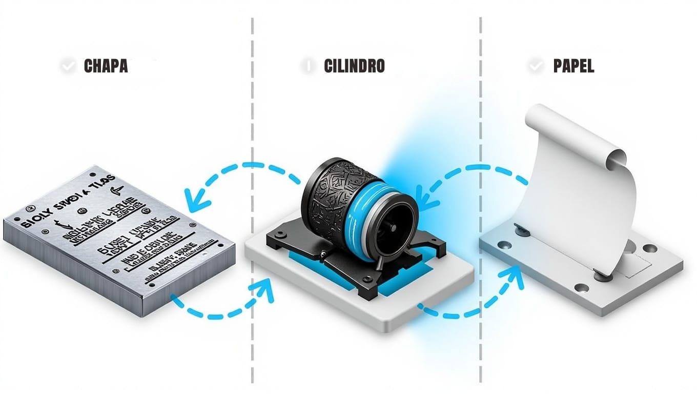 A Transformação da Impressão Offset: A Origem da Mudança chapa-cilindro-e-papel